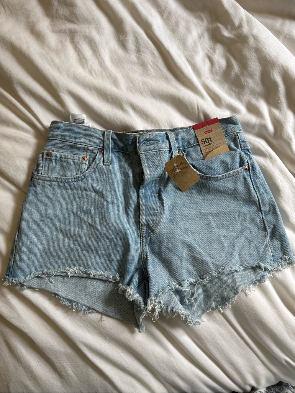 Levi's Light Blue Denim Cutoff 501 Shorts